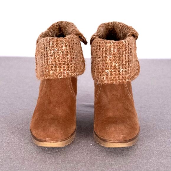 Bjorndal Brown Suede Leather Lilly Boot Booties Women's Size 7 Sweater Top Wedge - Picture 6 of 8